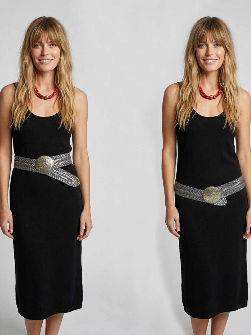 Wide Belt Boho Hip Waist Braided Leather Medallion Adjustable Belt
